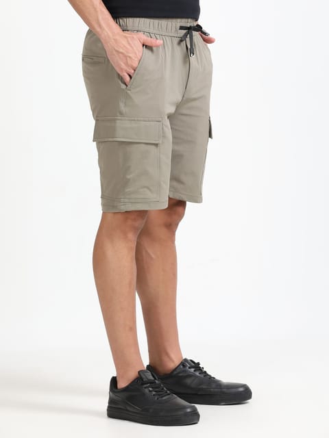 Men Parachute Cargo Shorts-Biscuit