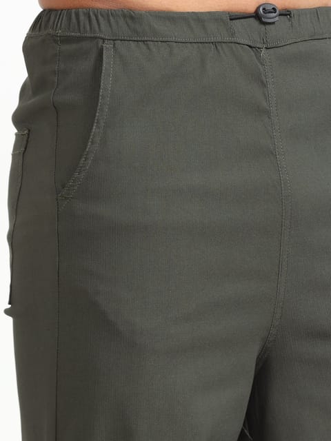 Men Parachute Trousers-Olive