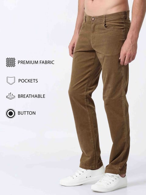 Men Corduroy Trousers-Khaki