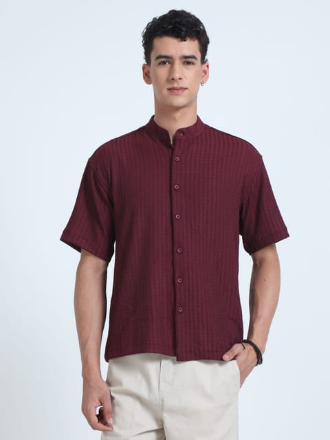 Men Summer Floruit Shirts-Maroon