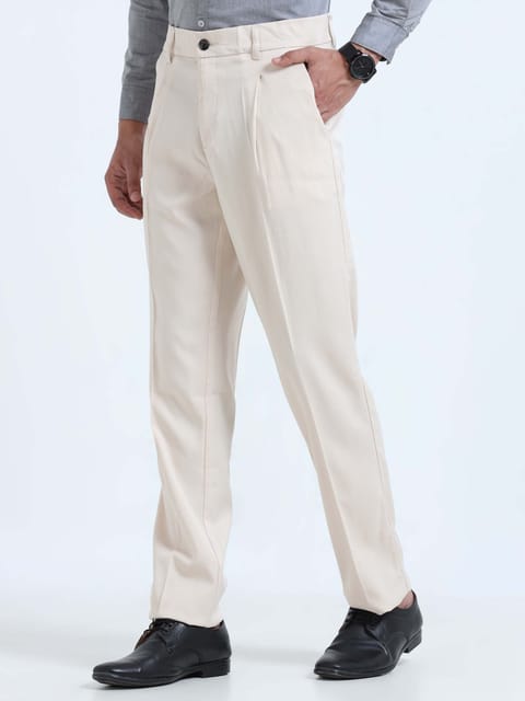 Men Bon Voyage Pleat Pant-Cream