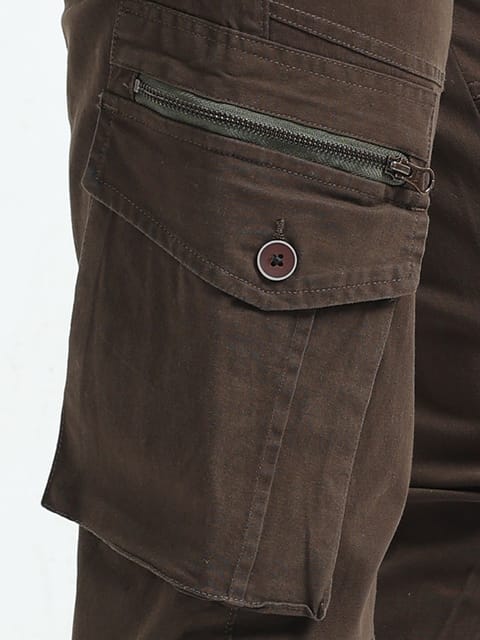 Men Zipper Cargo-Brown