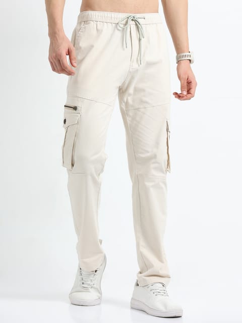 Men Zipper Cargo-Cream