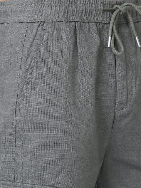 Men Lazy Grey Linen Pants