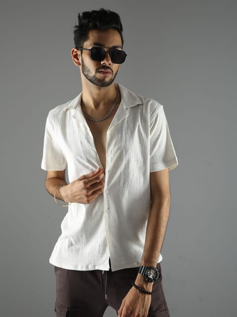 Men Natural Stretch Shirt - Cream