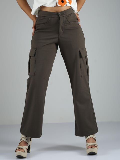 Women Straight Pants-Olive