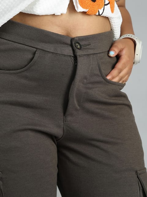 Women Straight Pants-Olive