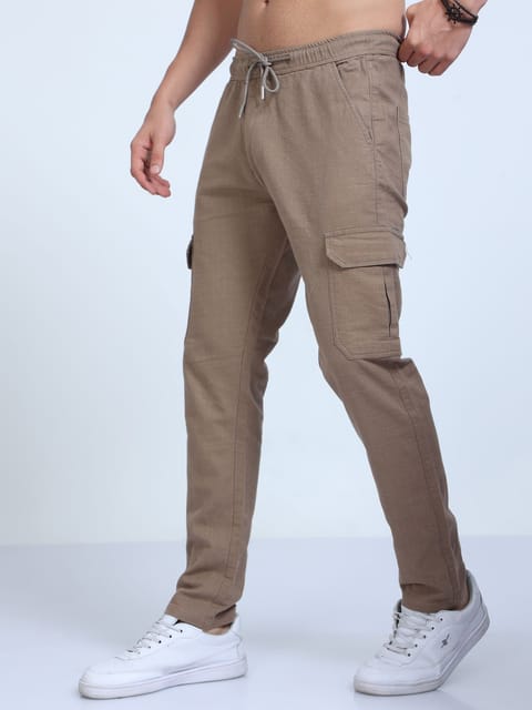 Men Lazy Linen Pants-Camel