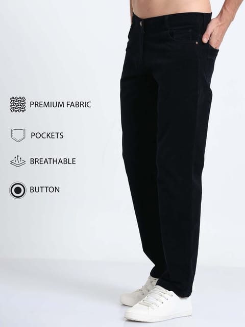 Men Corduroy Trousers-Navy