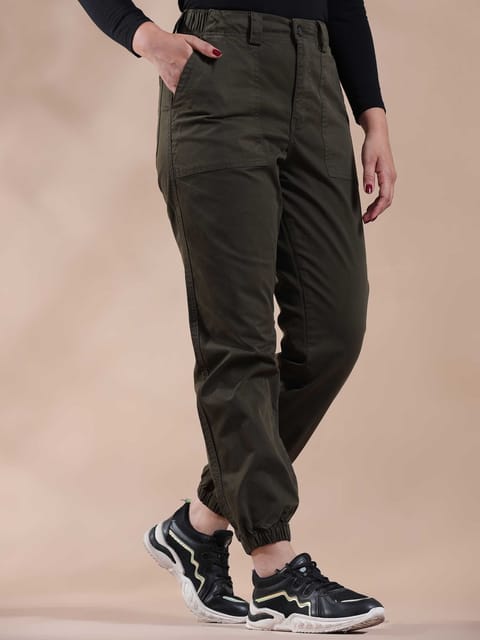 Women Vintage Olive Jogger Pants