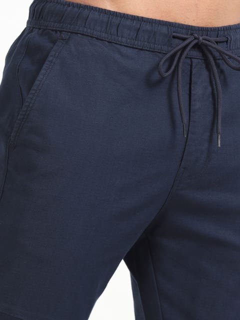 Men Linen Traveller Pant-Navy