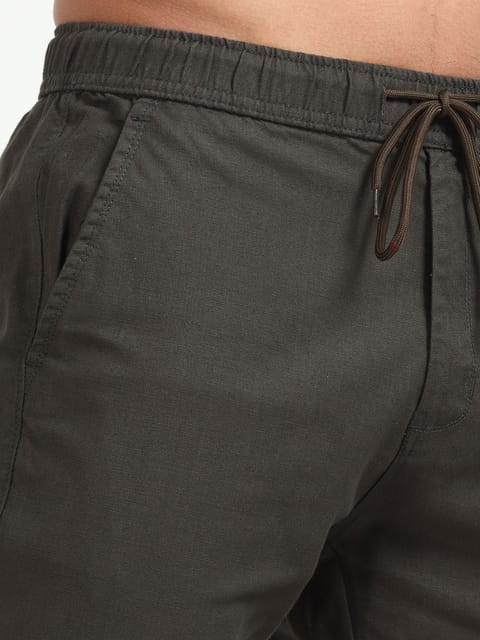 Men Linen Traveller Pant-Olive