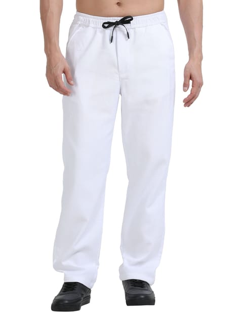 Men Lazy Linen Traveller Trouser-White