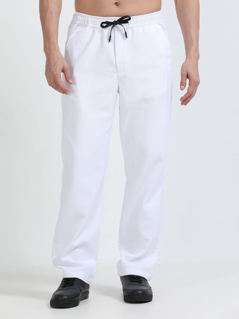 Men Lazy Linen Traveller Trouser-White