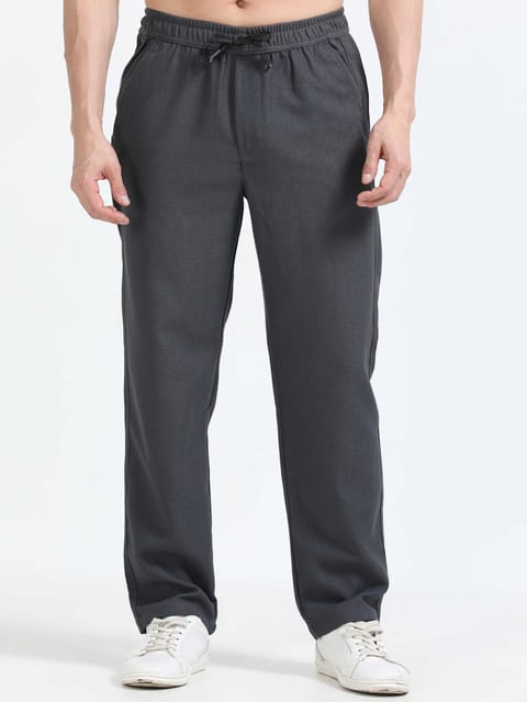 Men Lazy Linen Traveller Trouser-Grey