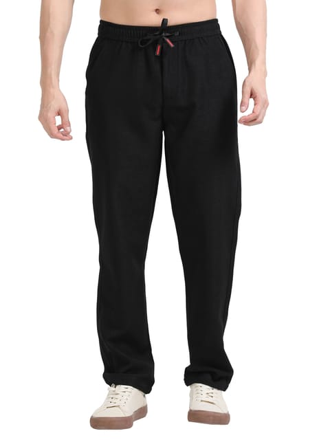 Men Lazy Linen Traveller Trouser-Black