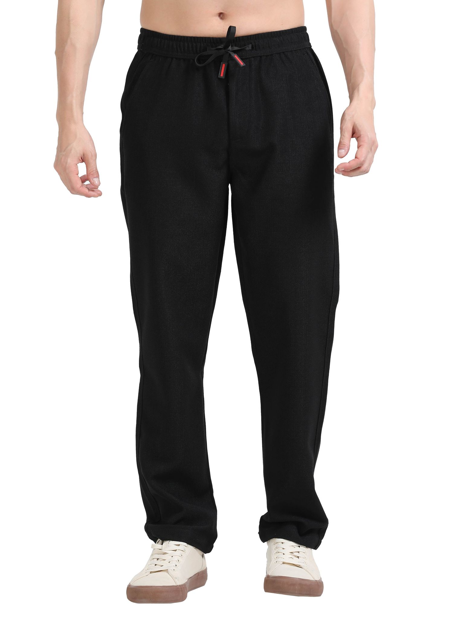 Men Lazy Linen Traveller Trouser-Black