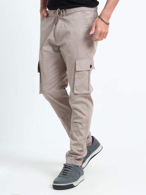 Men Relaxed Fit Cargoes-Fawn