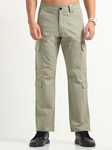 Men Lazy Linen Utility Cargo-Fern