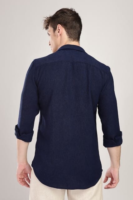 Men Textured Shirt-Navy