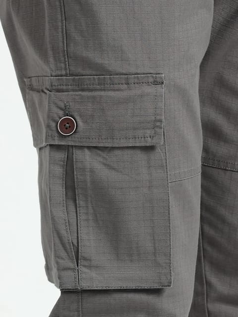 Men Self Design Breeze Cargoes-Biscuit