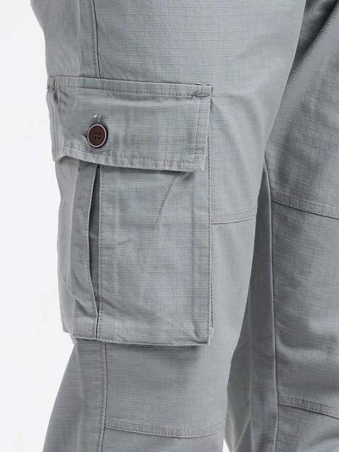 Men Self Design Breeze Cargoes-Lt Grey