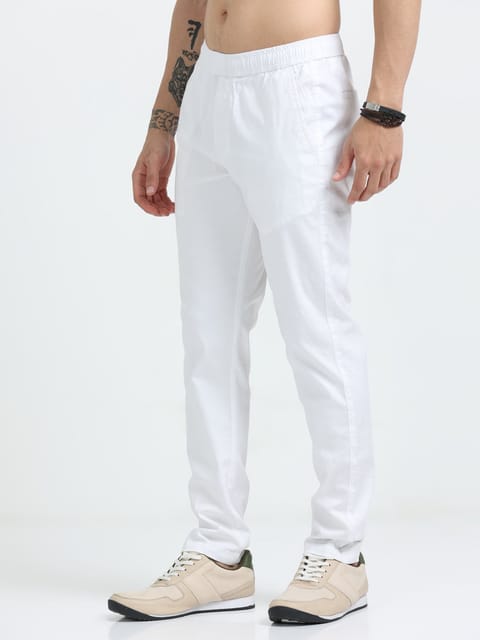 Lazy Linen Comfy Trouser - White