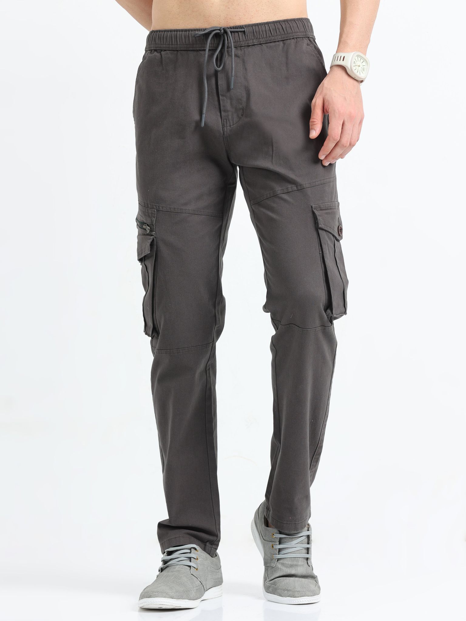 Men Zipper Cargo-Grey