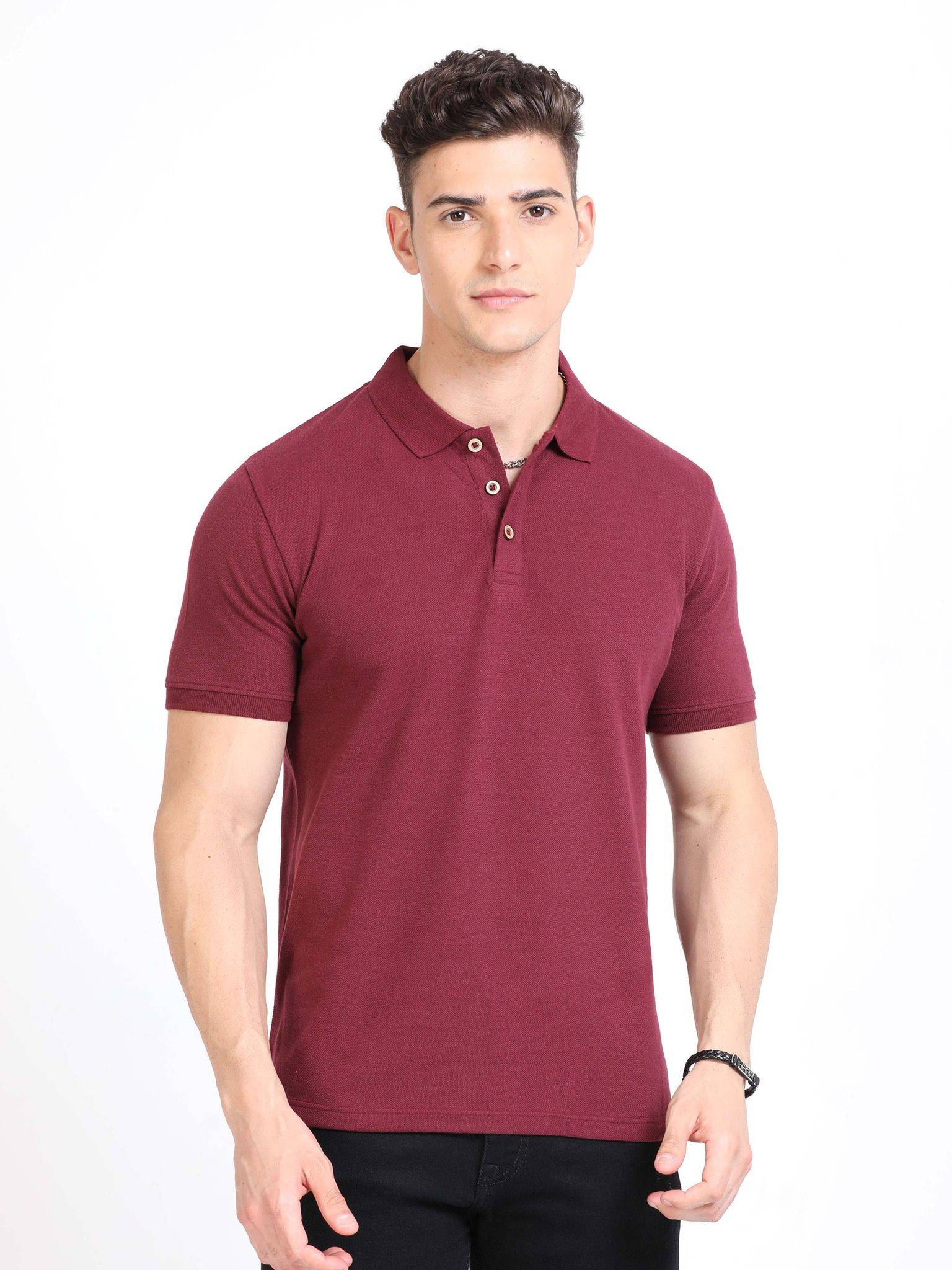 Sustainable Polo T-shirt - Maroon