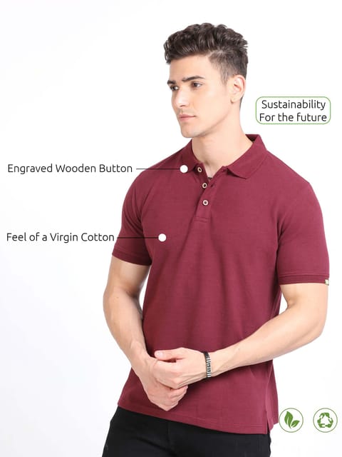 Sustainable Polo T-shirt - Maroon